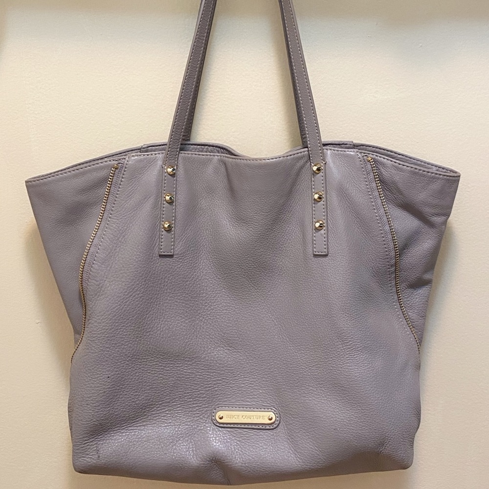 Juicy Couture Gray Leather Tote Bag GUC